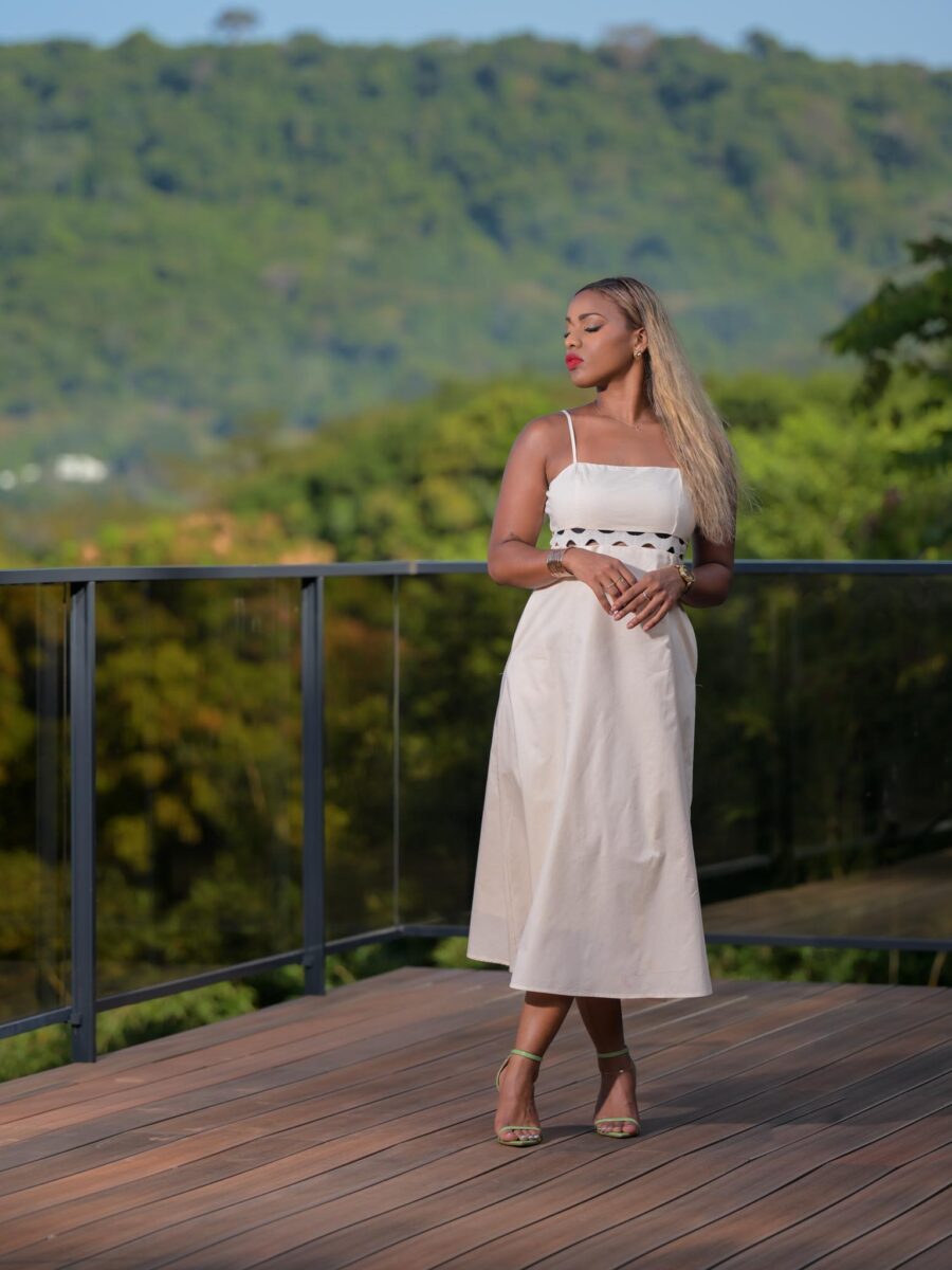 Longue robe beige